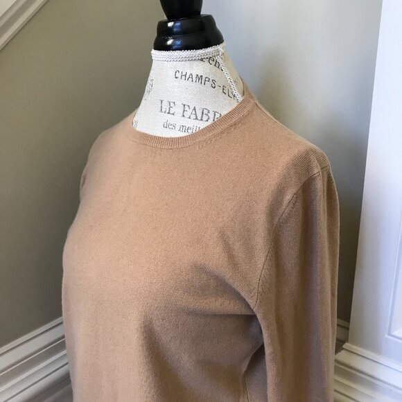 Neiman Marcus Cashmere Sweater Womens Large Brown Tan Crew Neck Long Sleeve Knit - Picture 7 of 11